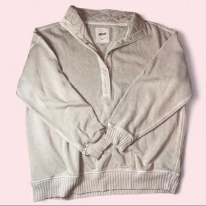 Aerie cream quarter Button-Up Sweatshirt